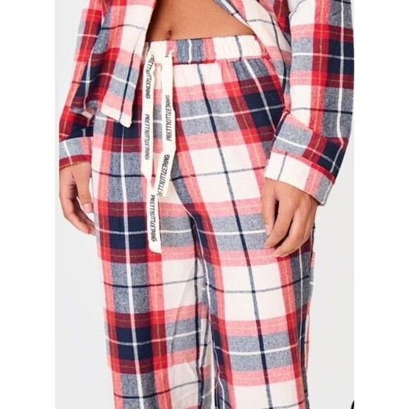 NWT - PRETTY LITTLE THING-NAVY Checked Long Pajama PJ Pants - Size S (2 to 4) - Picture 3 of 8